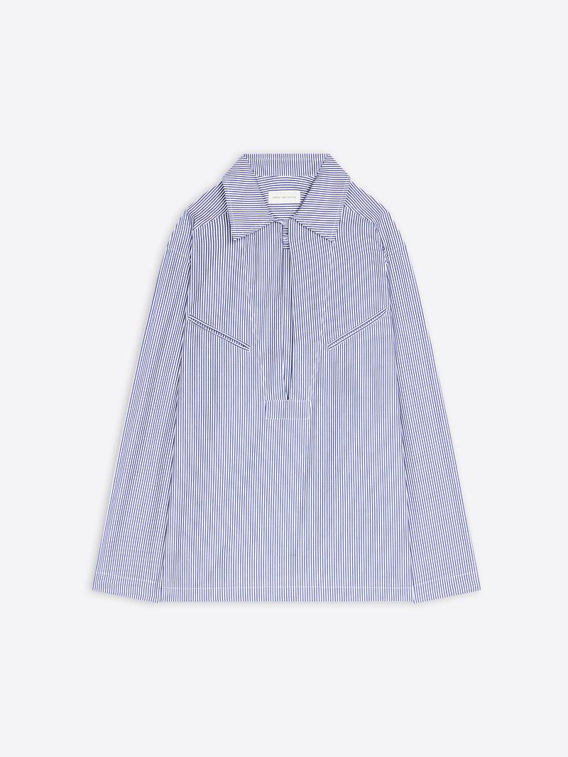 Dries Van Noten Popover Cotton Shirt NAVY