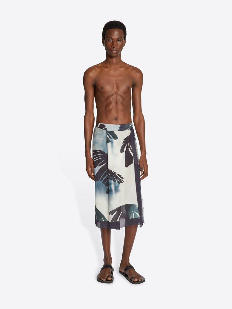 Dries Van Noten Printed Cotton Scarf Navy