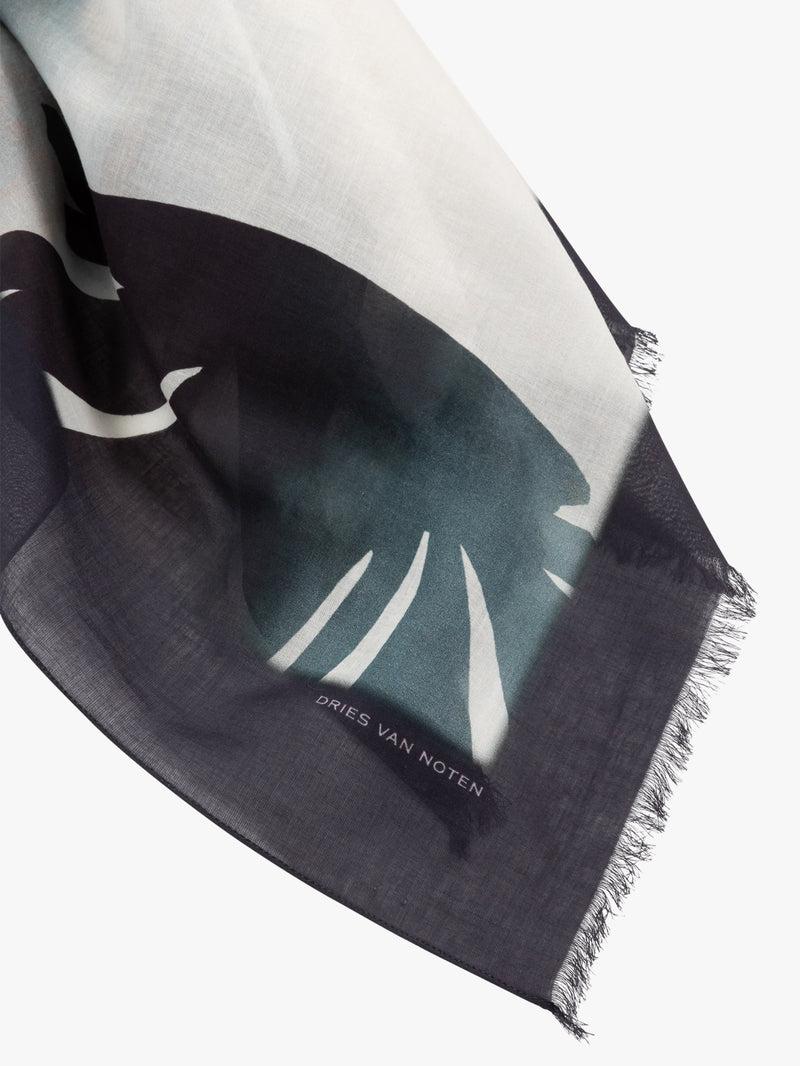 Dries Van Noten Printed Cotton Scarf Navy