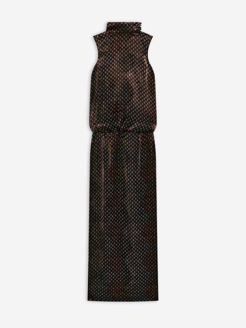 Dries Van Noten Printed Evening Dress KHAKI
