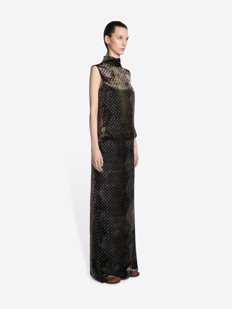 Dries Van Noten Printed Evening Dress KHAKI