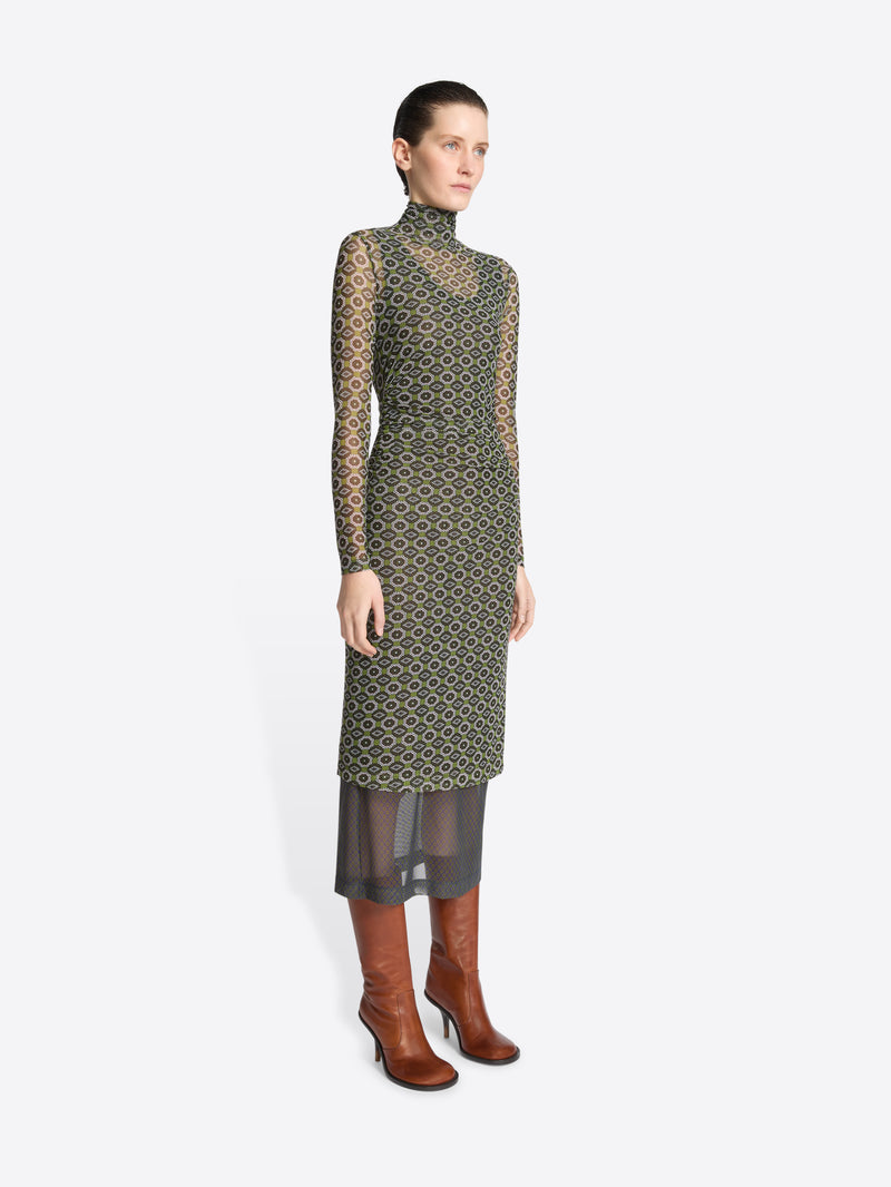 Dries Van Noten Printed Mesh Dress GREEN