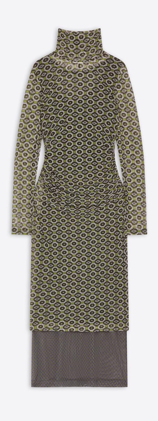 dries van noten Printed mesh dress GREEN