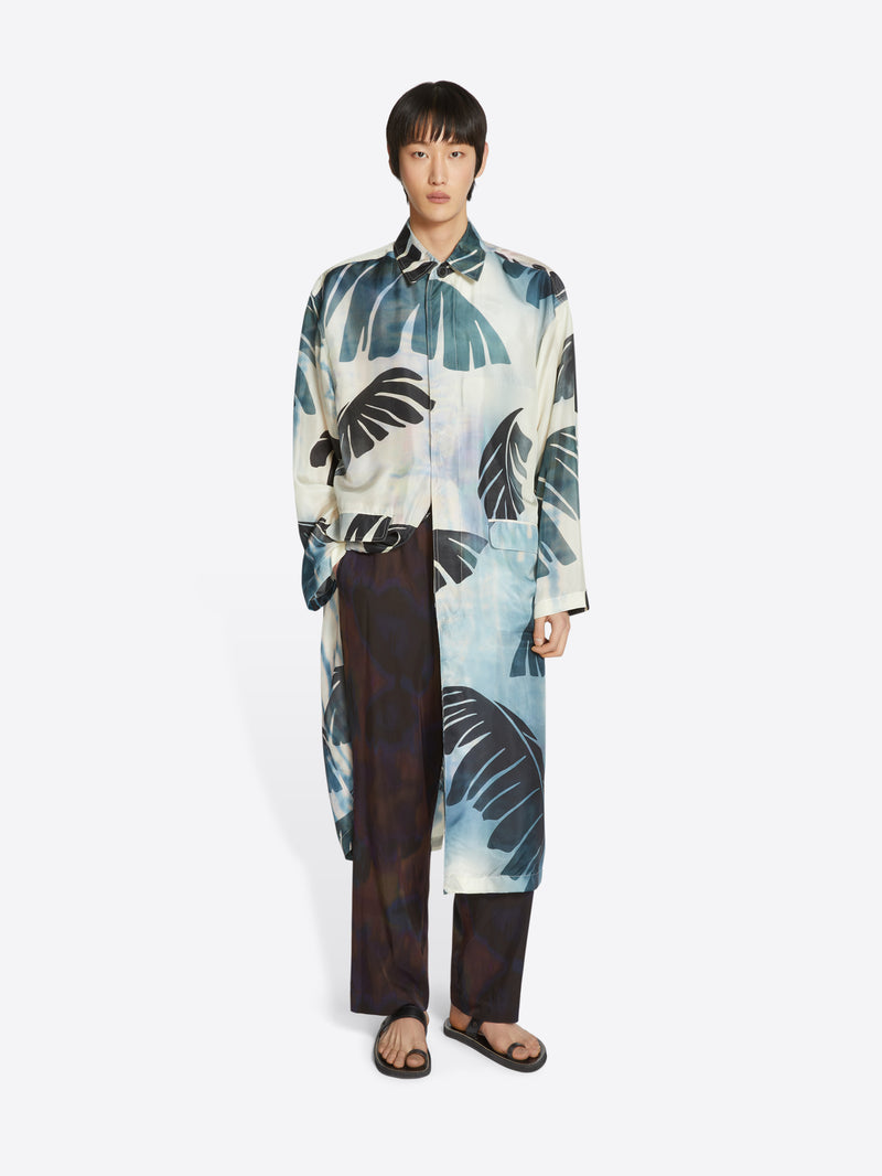 Dries Van Noten Printed Silk Mac Navy