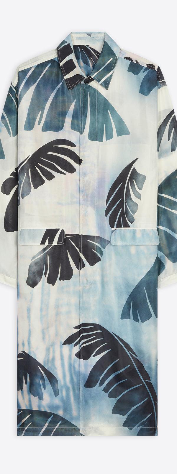 dries van noten Printed silk mac navy