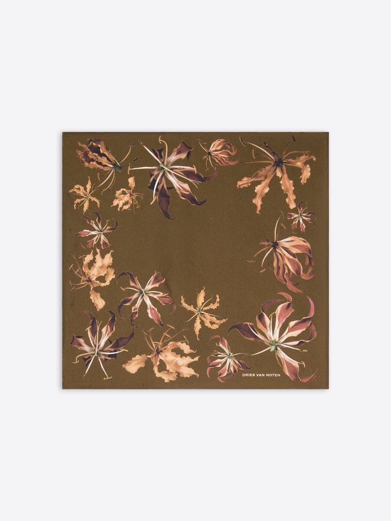 Dries Van Noten Printed Silk Scarf KHAKI