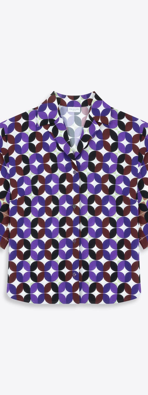 dries van noten Printed silk shirt burgundy