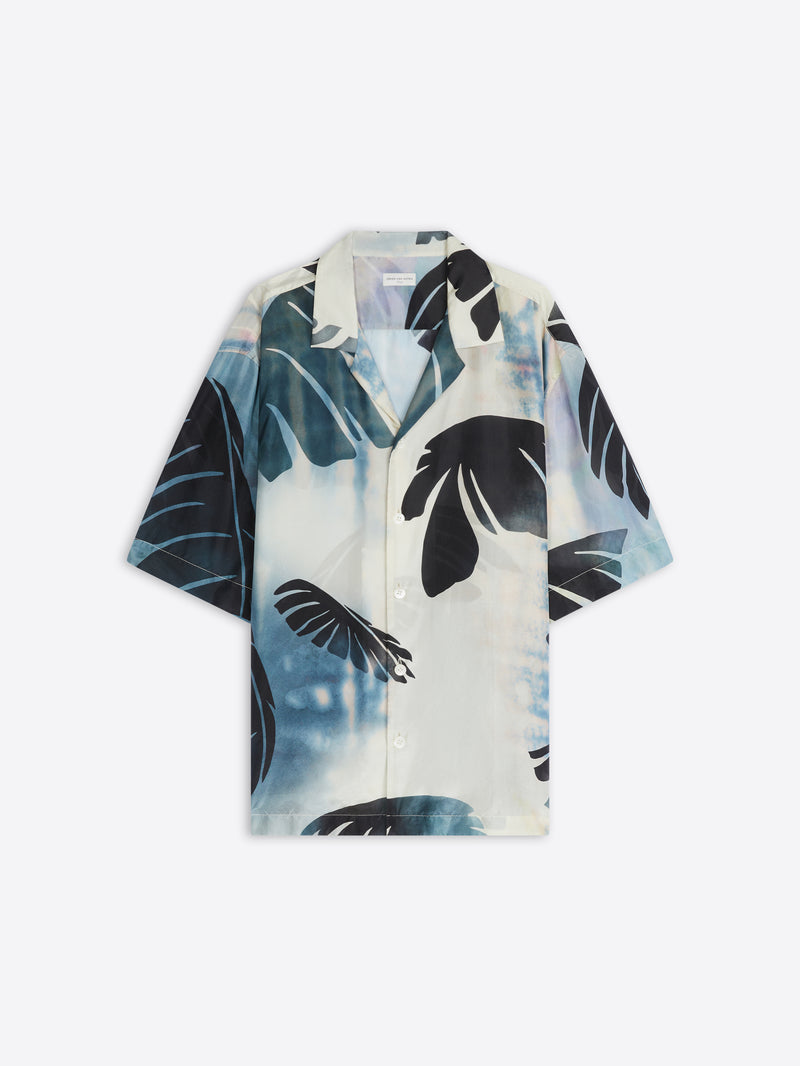 Dries Van Noten Printed Silk Shirt Navy