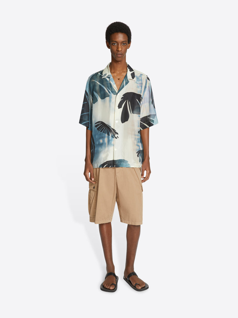 Dries Van Noten Printed Silk Shirt Navy