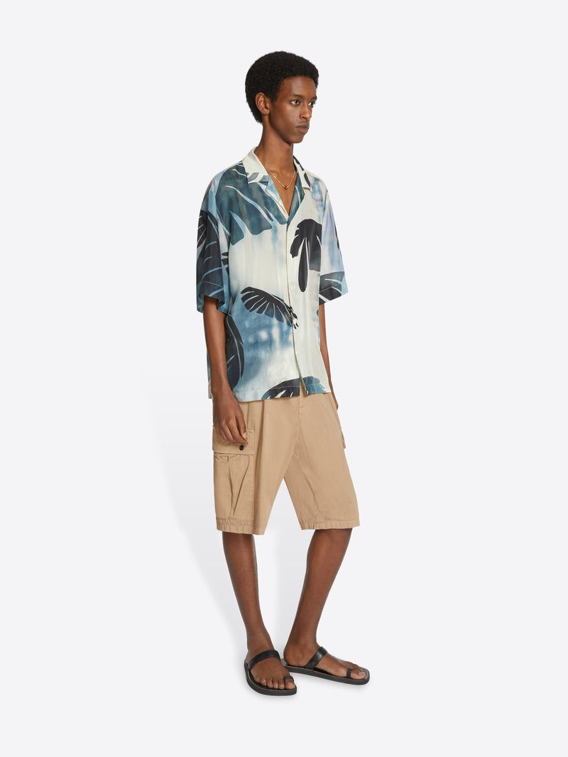 Dries Van Noten Printed Silk Shirt Navy