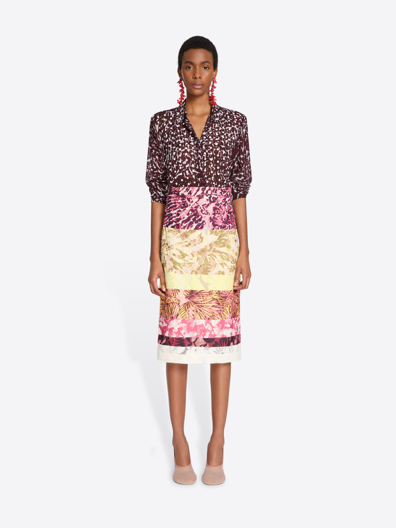 Dries Van Noten Printed Skirt Burgundy