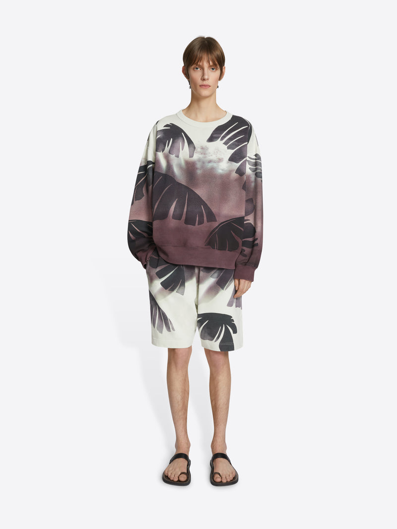 Dries Van Noten Printed Sweatshorts Burgundy