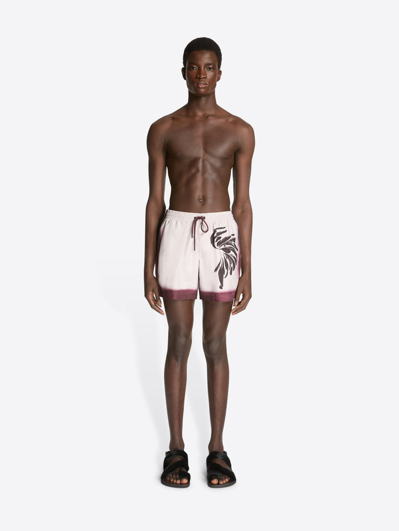 Dries Van Noten Printed Swim Shorts Burgundy
