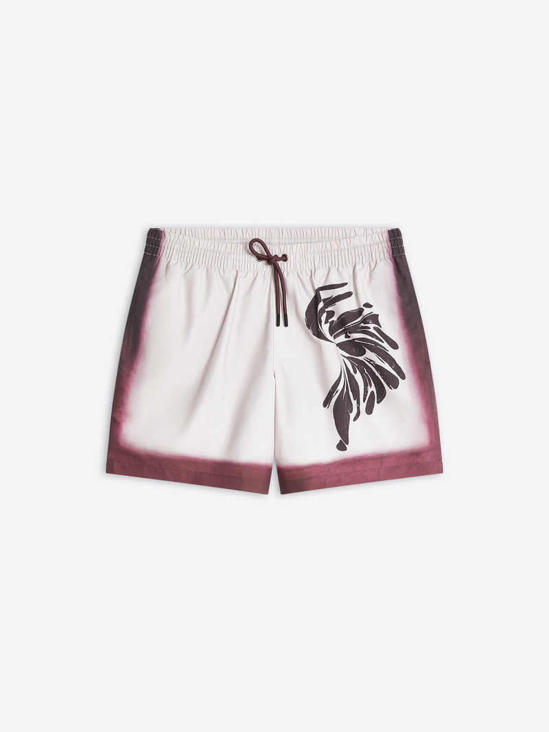 Dries Van Noten Printed Swim Shorts Burgundy
