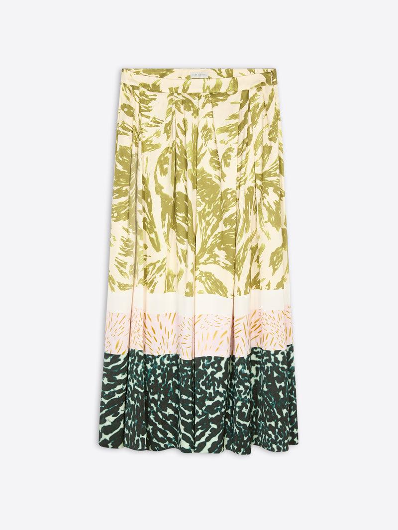 Dries Van Noten Printed Viscose Skirt Khaki