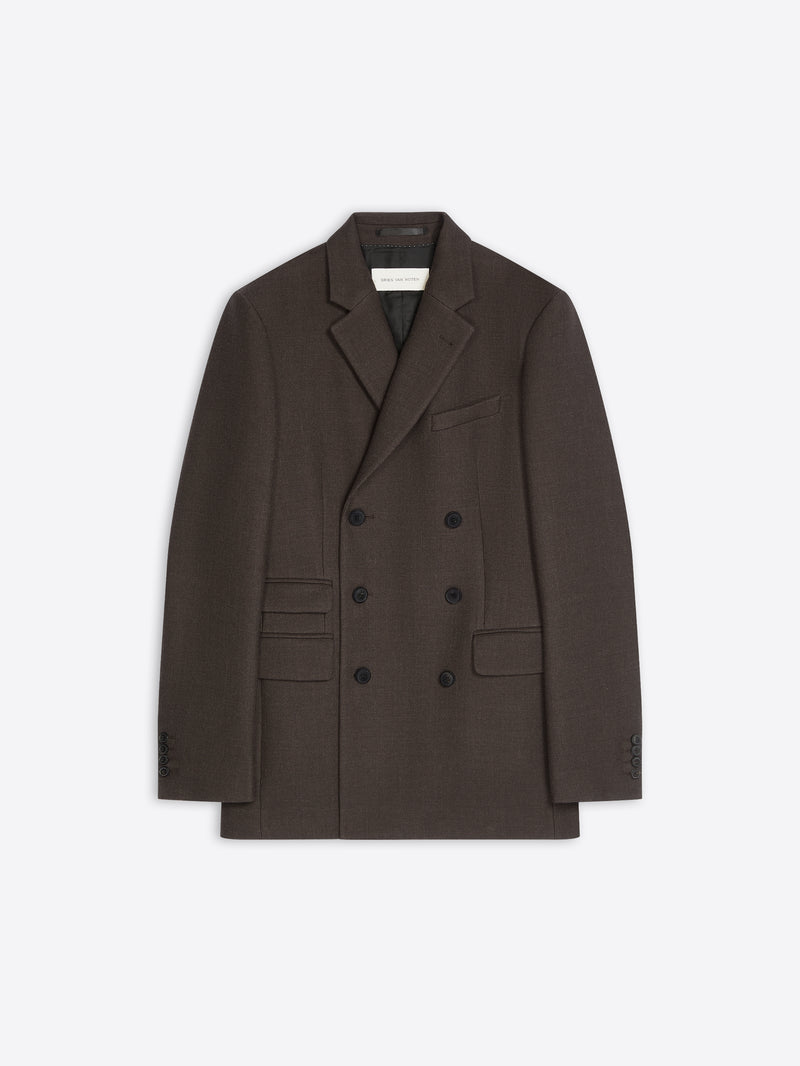 Dries Van Noten Regular Fit Wool Blazer DARK BROWN