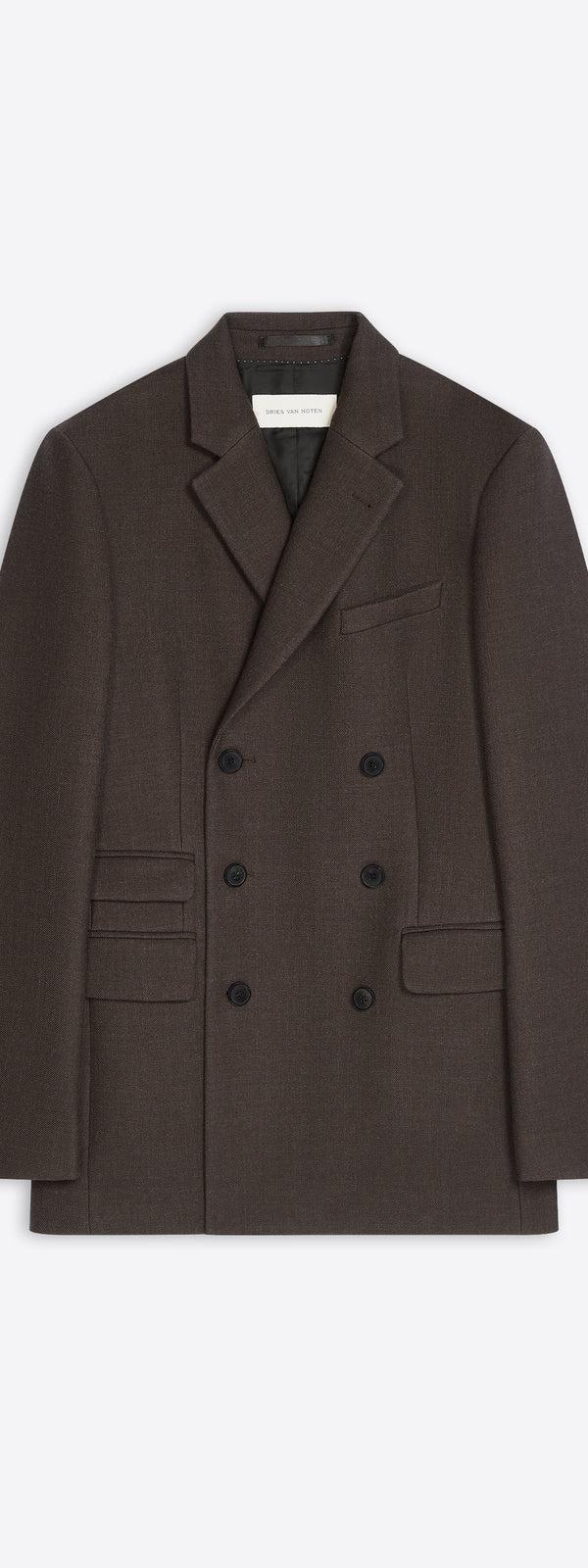 dries van noten Regular fit wool blazer DARK BROWN