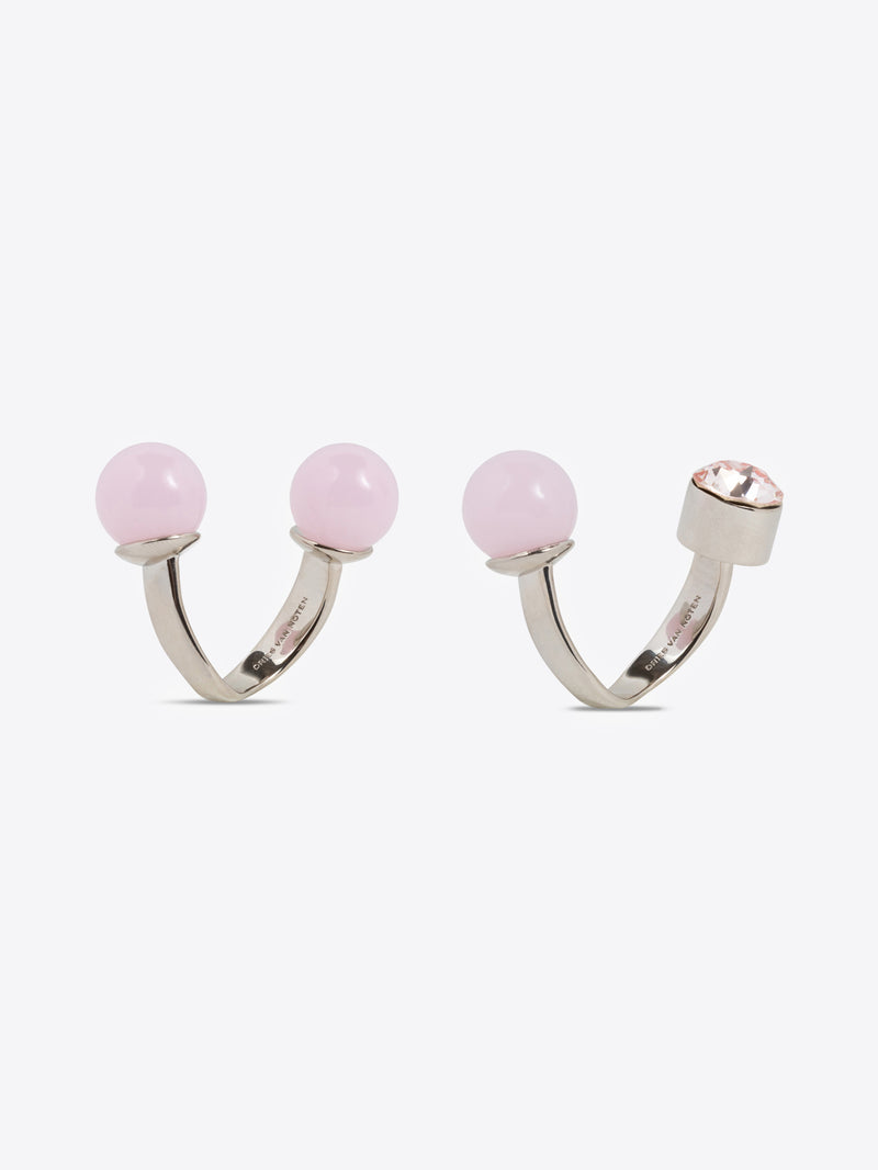 Dries Van Noten Set Of Open Rings Pink