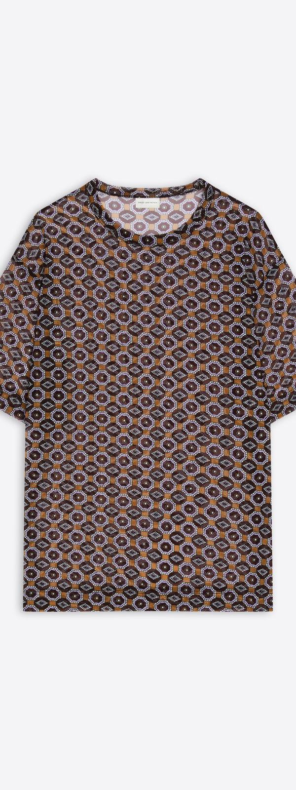 dries van noten Sheer oversized tee BROWN