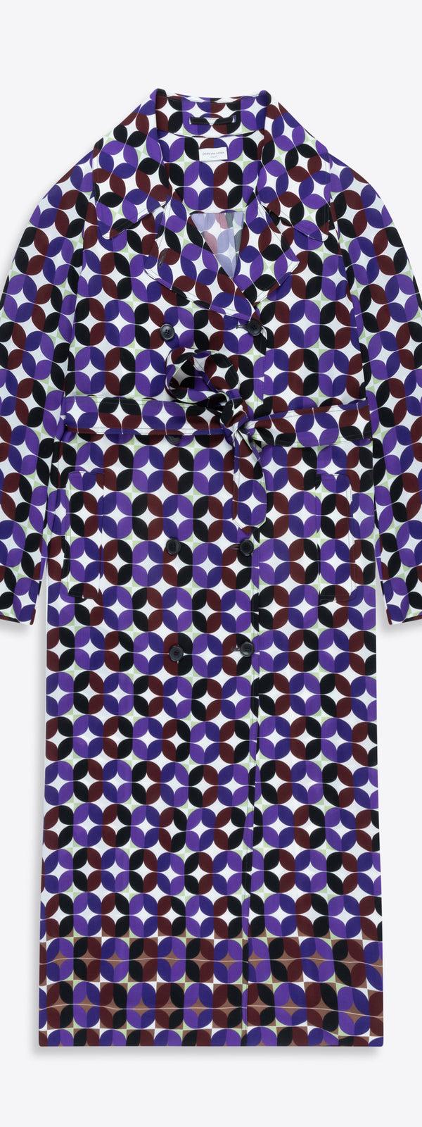 dries van noten Silk belted coat burgundy