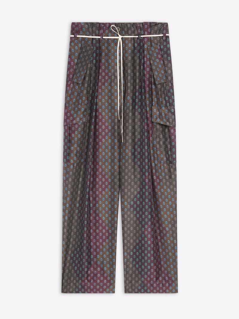 Dries Van Noten Silk Cargo Pants BURGUNDY