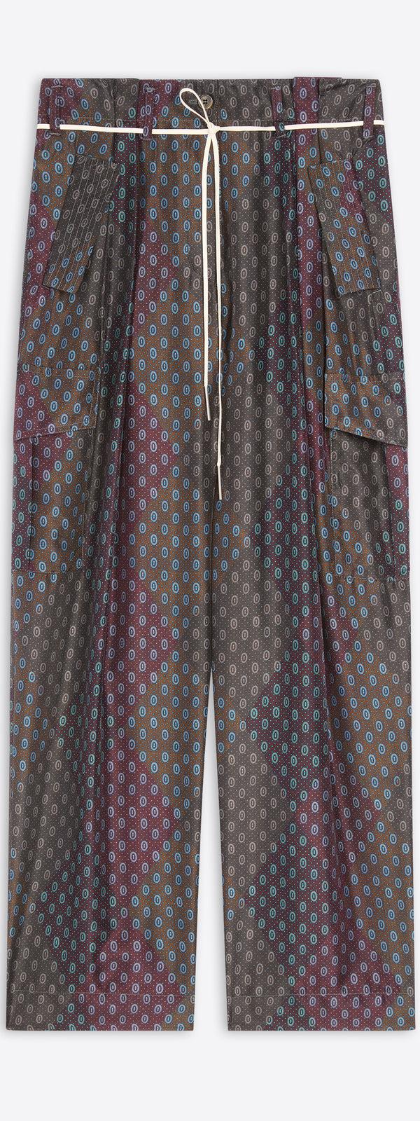 dries van noten Silk cargo pants BURGUNDY