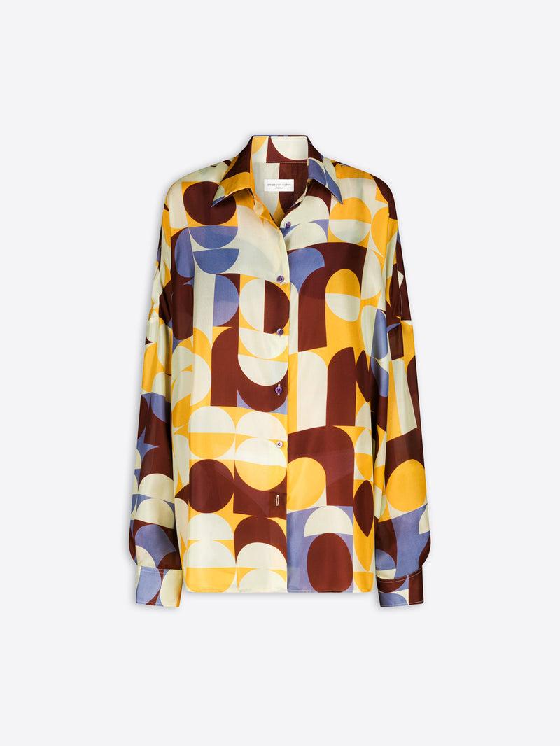 Dries Van Noten Silk Cocoon Shirt Rust