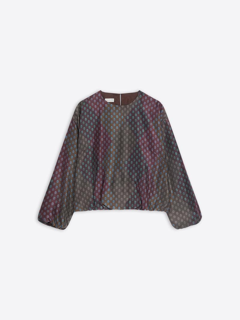 Dries Van Noten Silk Cocoon Top BURGUNDY