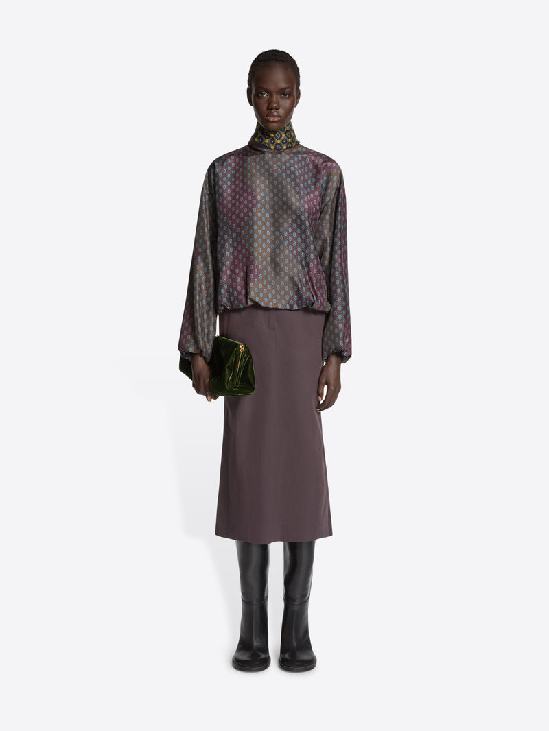 Dries Van Noten Silk Cocoon Top BURGUNDY