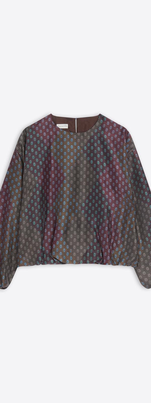 dries van noten Silk cocoon top BURGUNDY