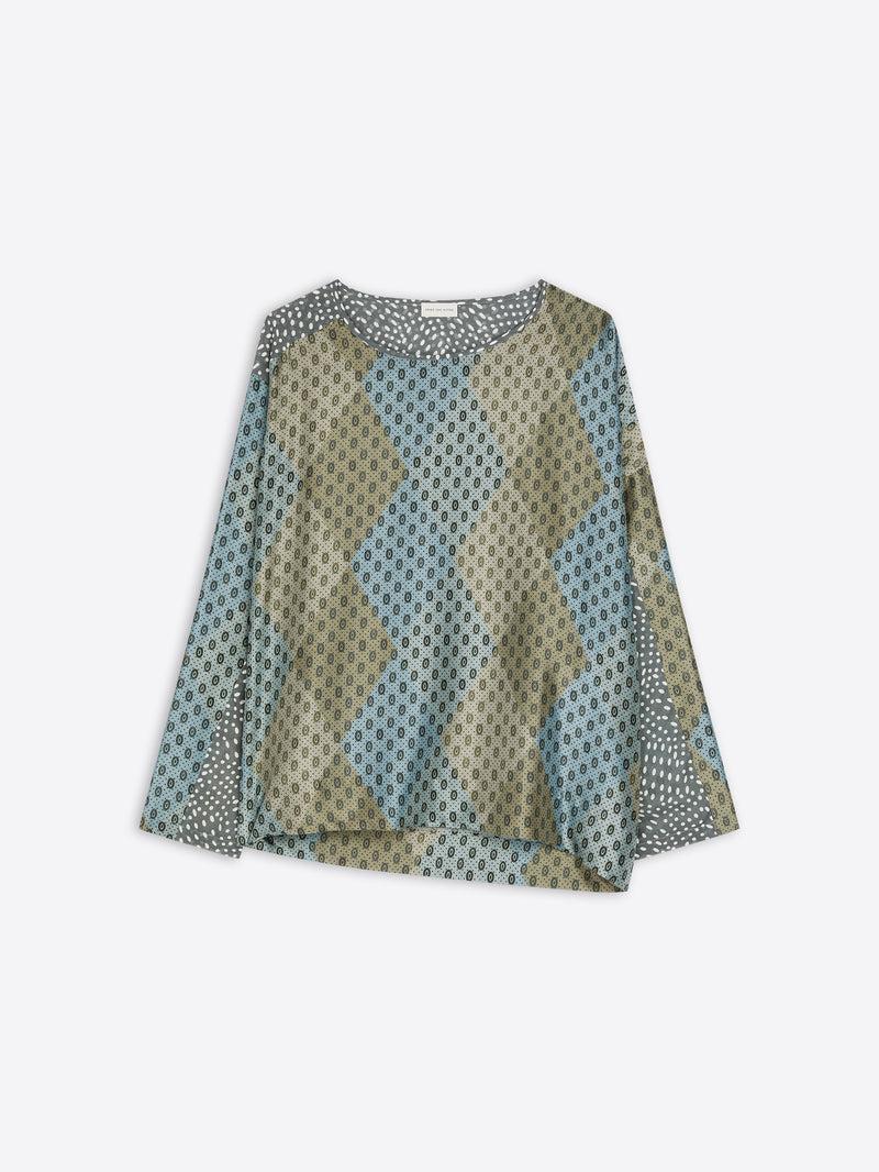 Dries Van Noten Silk Contrast Top STONE