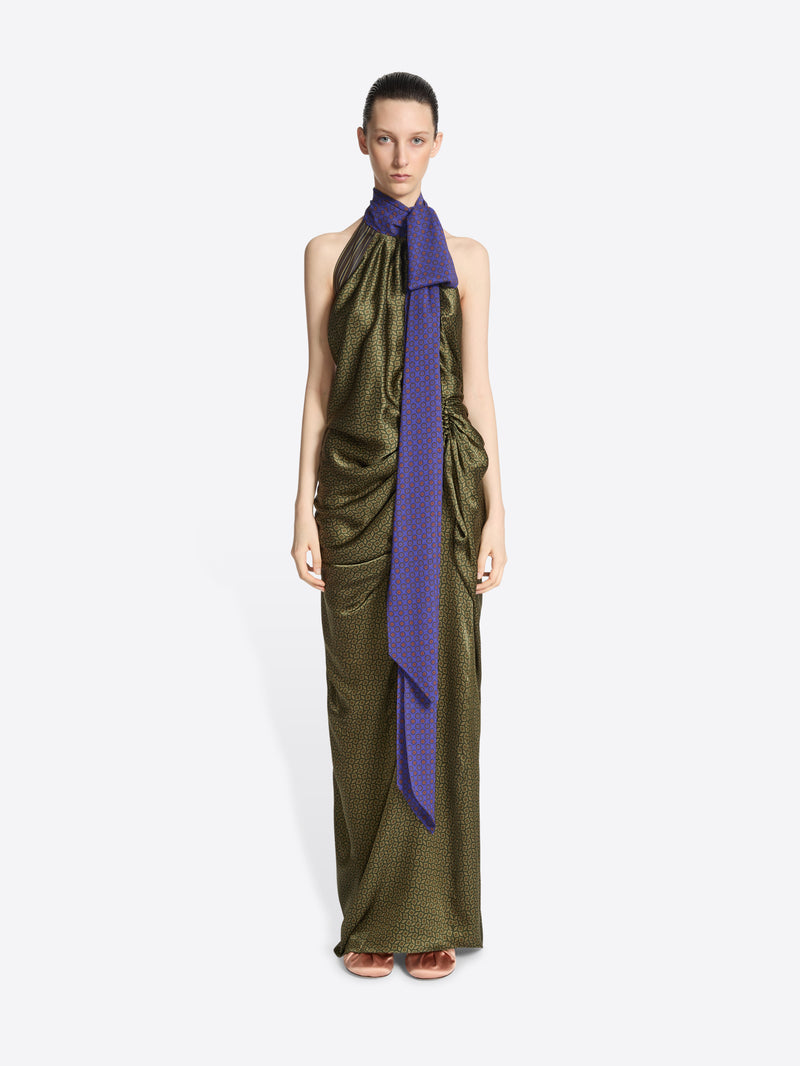Dries Van Noten Silk Evening Dress KHAKI