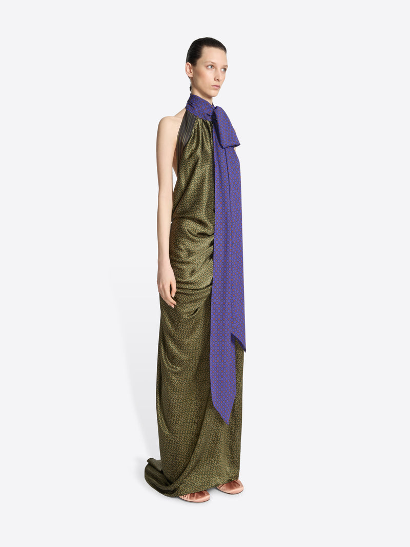 Dries Van Noten Silk Evening Dress KHAKI