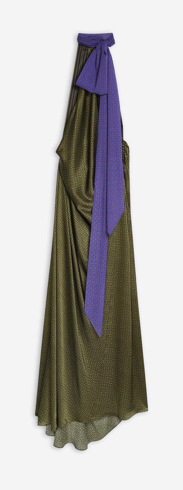 dries van noten Silk evening dress KHAKI