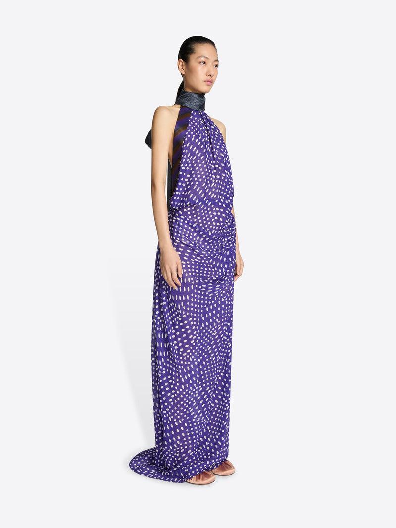 Dries Van Noten Silk Evening Dress PURPLE