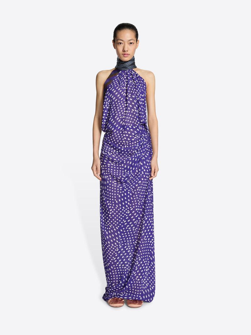 Dries Van Noten Silk Evening Dress PURPLE