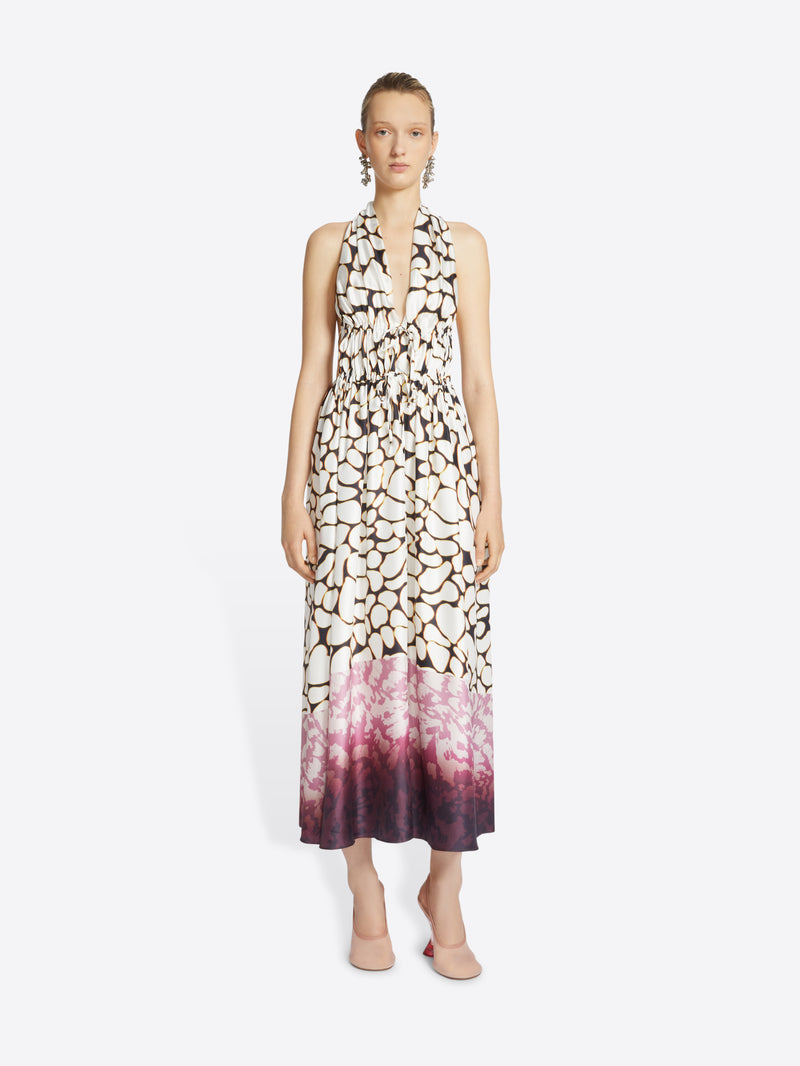 Dries Van Noten Silk Halter Dress Off White