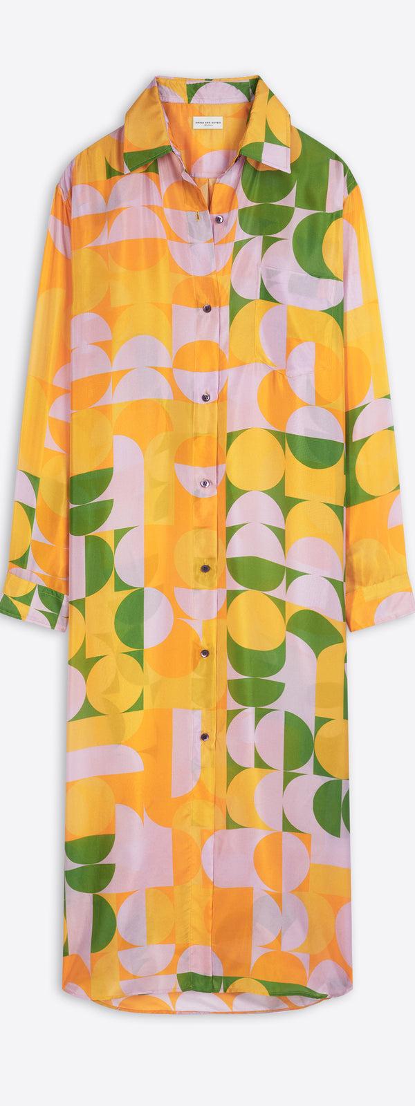 dries van noten Silk shirt dress orange