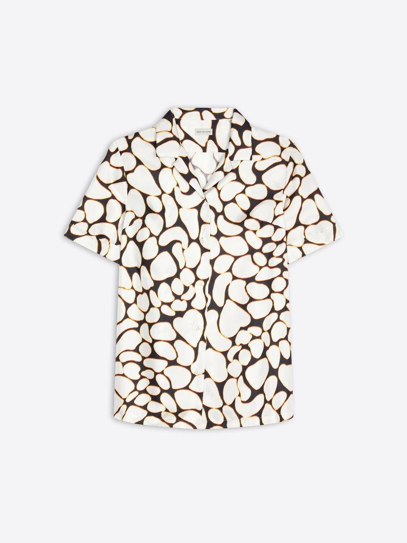 Dries Van Noten Silk Short Sleeve Shirt Off White