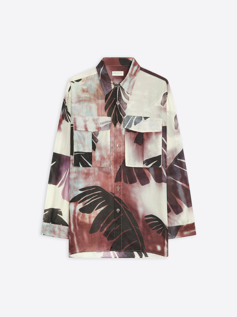 Dries Van Noten Silk Utility Shirt Burgundy