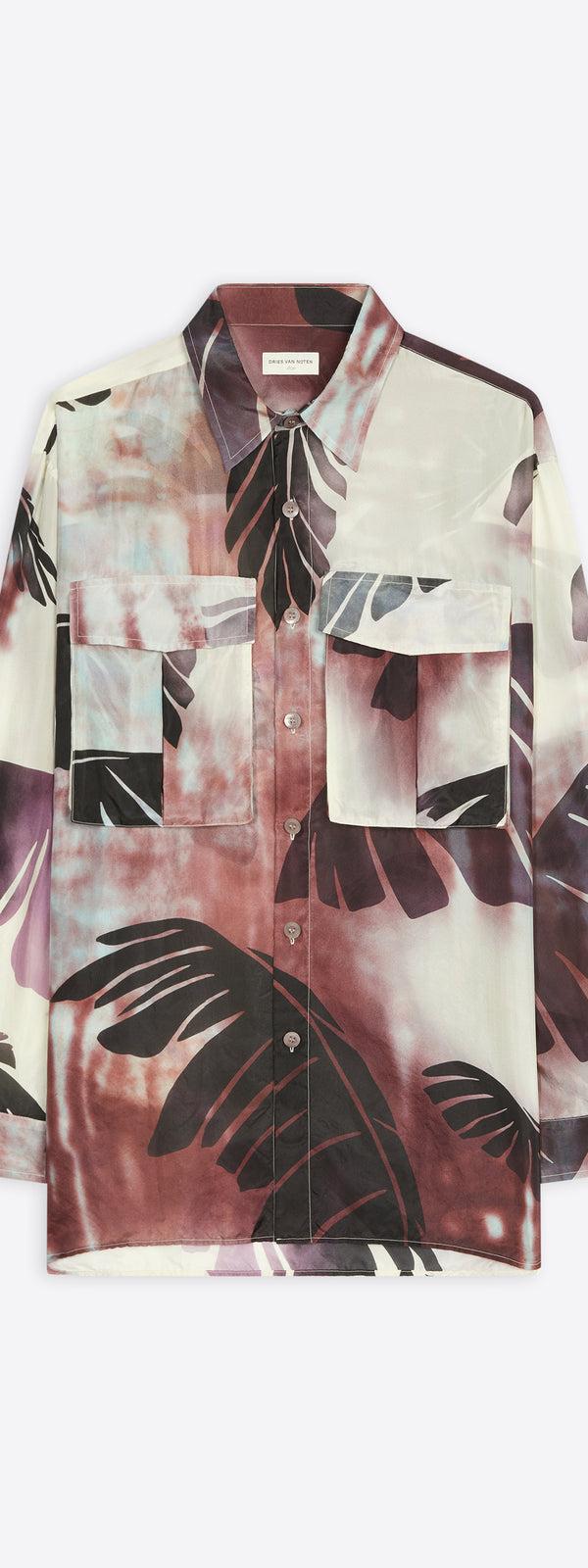 dries van noten Silk utility shirt burgundy