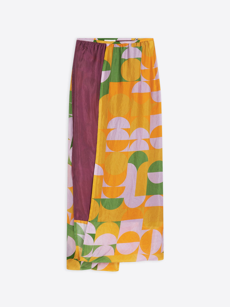 Dries Van Noten Silk Wrap Skirt Orange