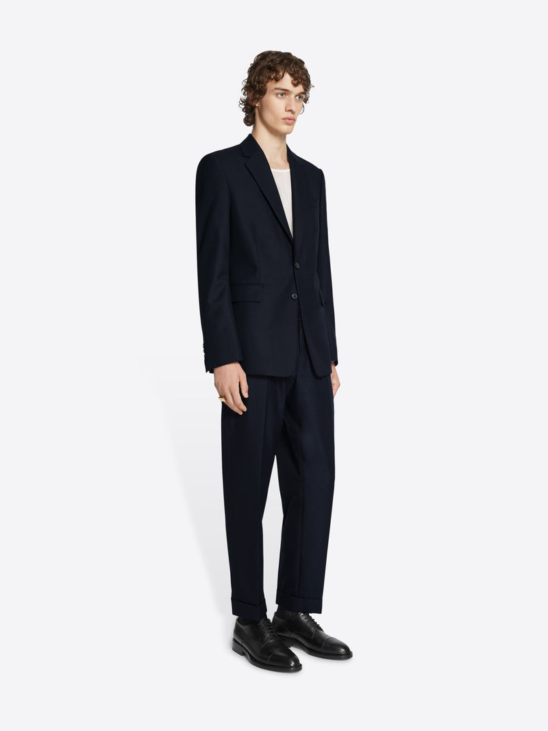 Dries Van Noten Slim Fit Wool Blazer Navy
