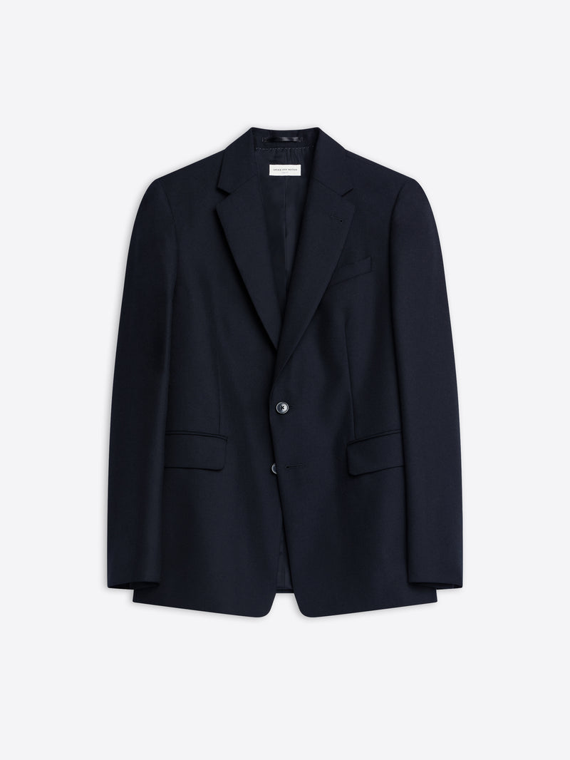 Dries Van Noten Slim Fit Wool Blazer Navy