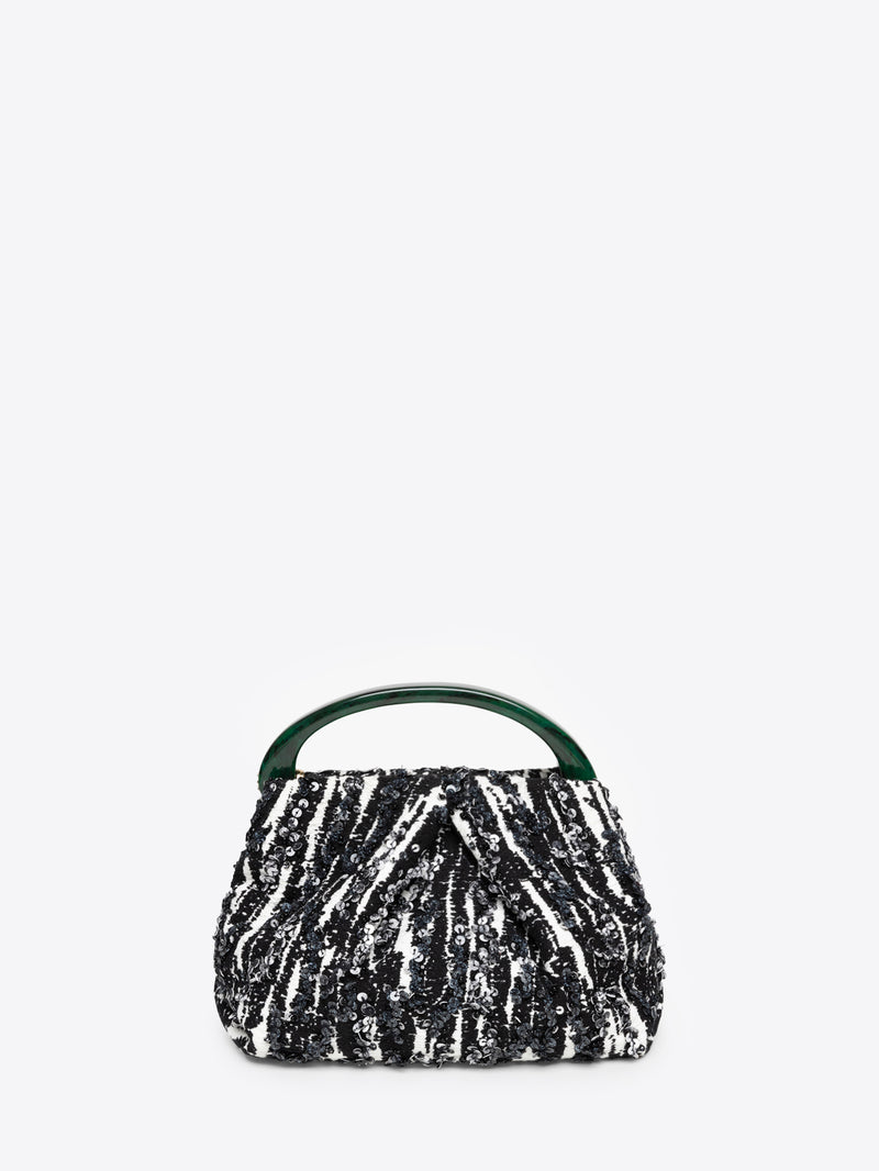 Dries Van Noten Small Pleated Jacquard Bag BLACK