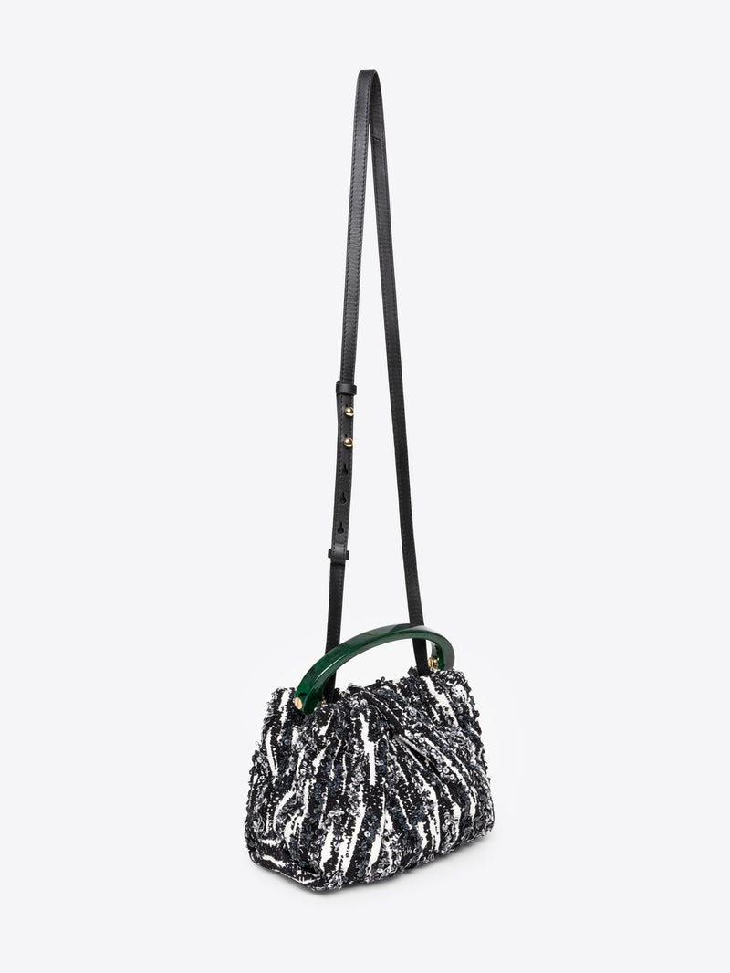 Dries Van Noten Small Pleated Jacquard Bag BLACK