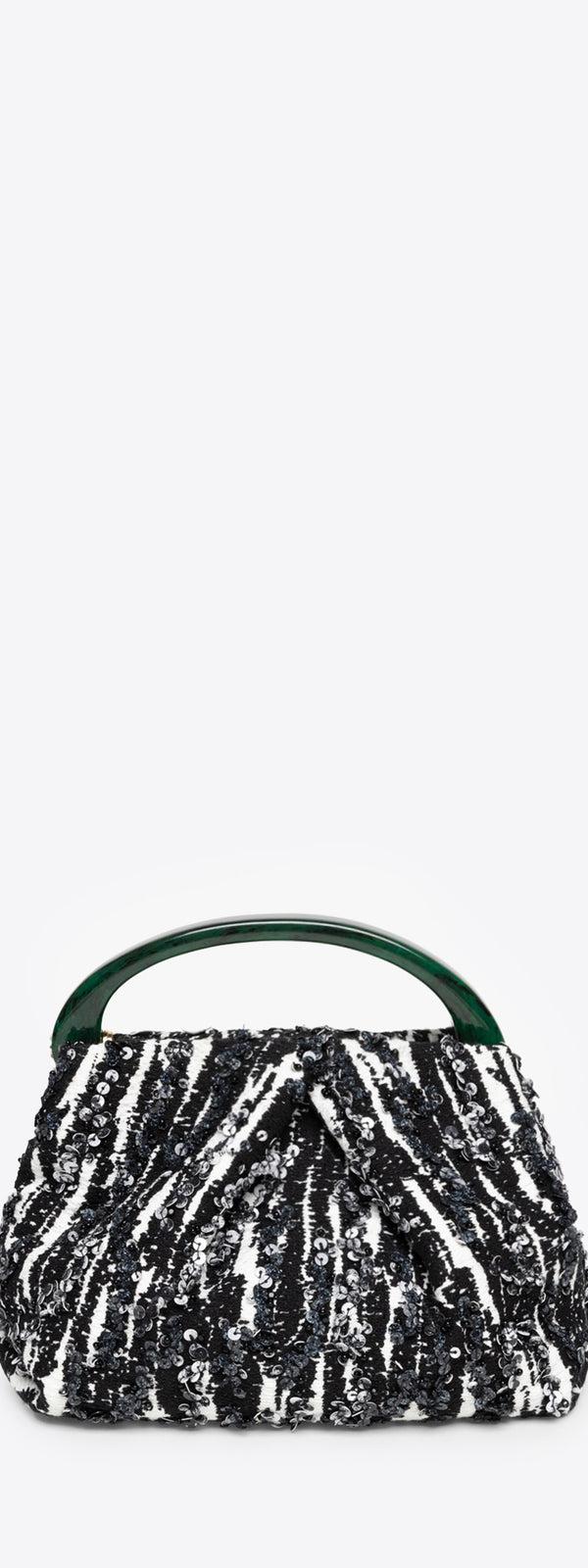 dries van noten Small pleated jacquard bag BLACK