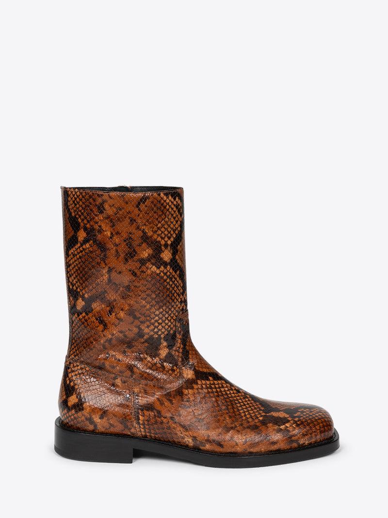Dries Van Noten Snake Print Boots Tan