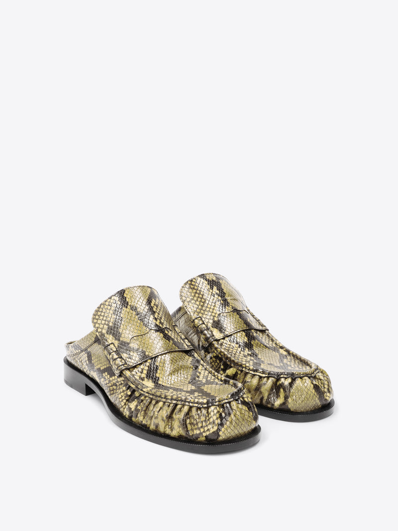 Dries Van Noten Snake Print Loafers Green