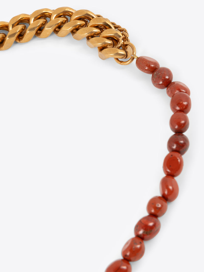 Dries Van Noten Stone Chain Necklace Dark Red
